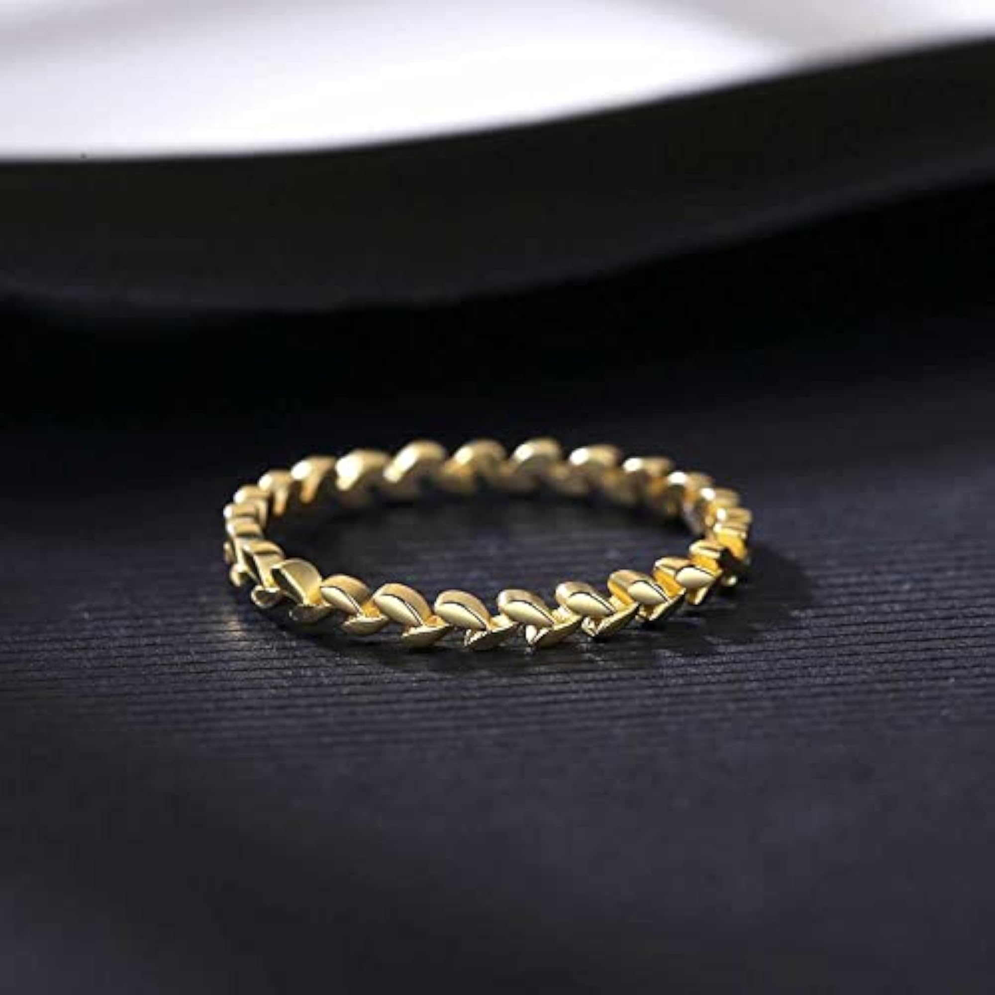 Women's Plated Olive Leaf Eternity Statement Ring