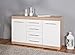 Inter Link 19601030 Kommode Sideboard Dielenschrank Anrichte Highboard KF-Board Sonoma-Eiche Nachbildung Hochglanz Weiss