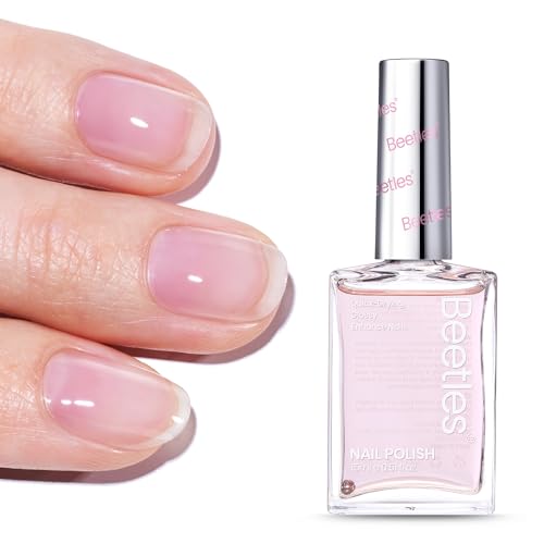 Image of Beetles Nail Strengthener, Pink Shine Nail Concealer Air Fast Dry | Natural Nail Hardener and Growth Treatment for Thin Damaged Nails Imperfection Masking 15ML Gifts for Women