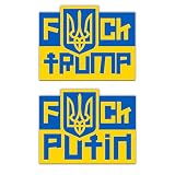 Fuck Putin Fuck Trump - Set of 2 Stickers - Support Stand with Ukraine - Vinyl Stickers for Car or Truck Window Bumper Motorcycle Helmet Laptop Phone - Multiple Sizes