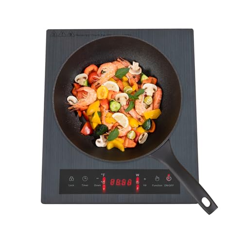 Induktionskochfeld 1 Platte 1800W Mobile Induktionskochplatte Kochplatte Einstellbare Einzel Induction Plate Tragbares Heizplatte mit Kindersicherung Herd Kochplatte Induktion, für 20cm Kochgeschirr