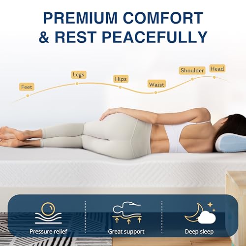 EGOHOME Twin Mattress for Kids, 6 Inch Green Tea Gel Cooling Memory Foam Bunk Bed Mattress in a Box, Made in USA CertiPUR-US Certified, Medium Firm Trundle Mattress, White