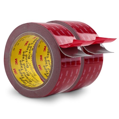 Image of 3M Double Sided Tape Heavy Duty 2 inch x 15.4Ft 2 Pack Grey | Waterproof High Temperature Resistance Mounting Tape Foam Tape for Indoor Outdoor Home Office Car Decor