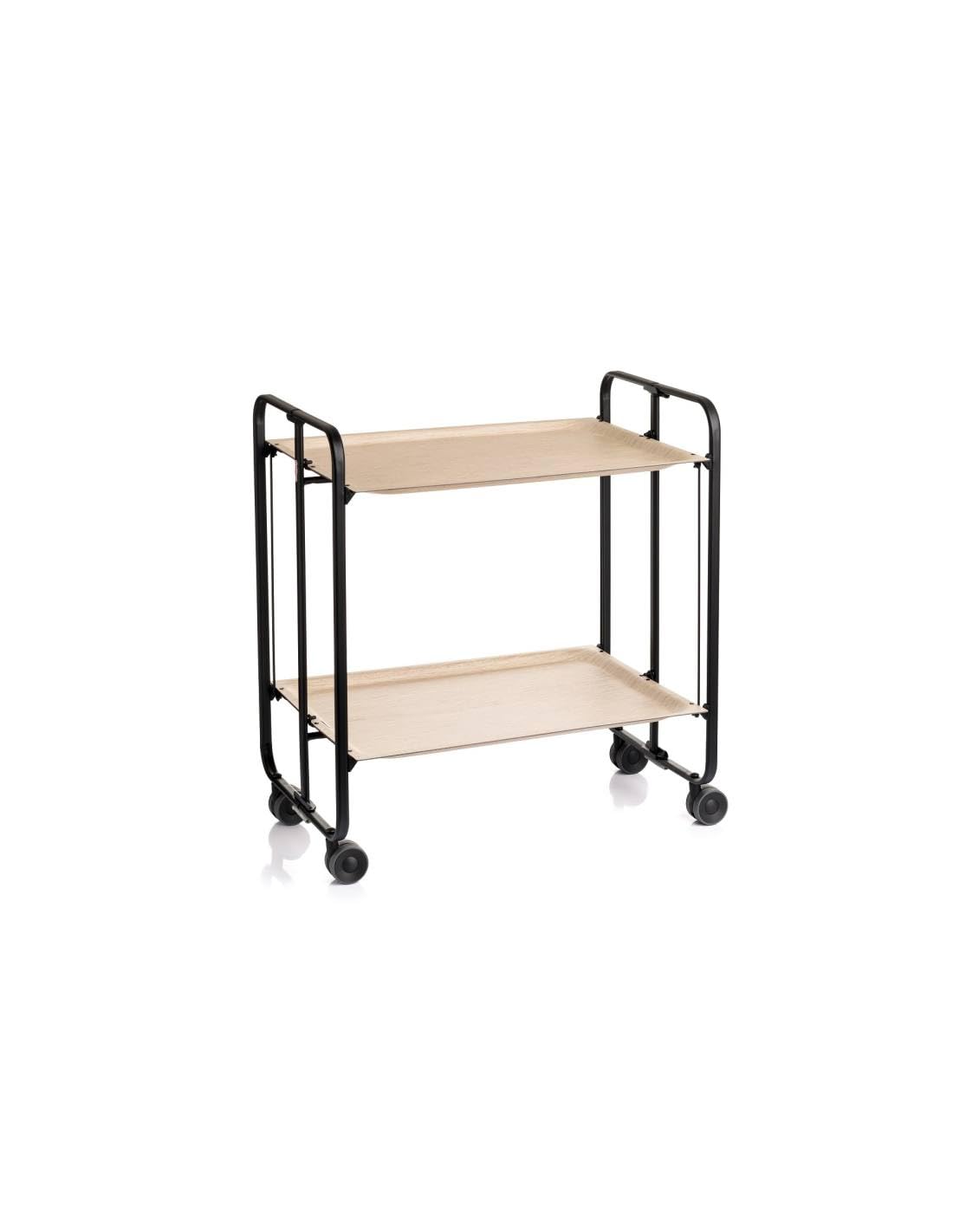 DON HIERRO Carrello da cucina pieghevole nero con ruote BAUHAUS 2 ripiani