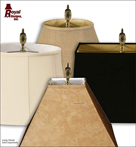 Image of Royal Designs Button Lamp Finial for Lamp Shade, 2.5 Inch High, Polished Brass - Set of 2