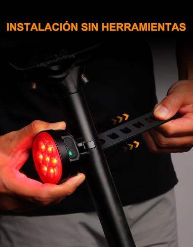 Mohard Luz Bicicleta, [8+12 Modos & USB Recargable] Luces Bicicleta Delantera y Trasera Potente LED, IP65 Impermeable Luz Trasera Bicicleta & Luz Bici Delantera para Ciclismo Montaña y Carretera Noche - imagen 5