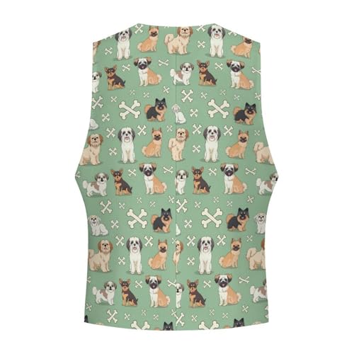 Cute Puppy Men's Suit Vest Waistcoat Vests Formal Dress with 2 Pockets for Business Casual Tuxedo4