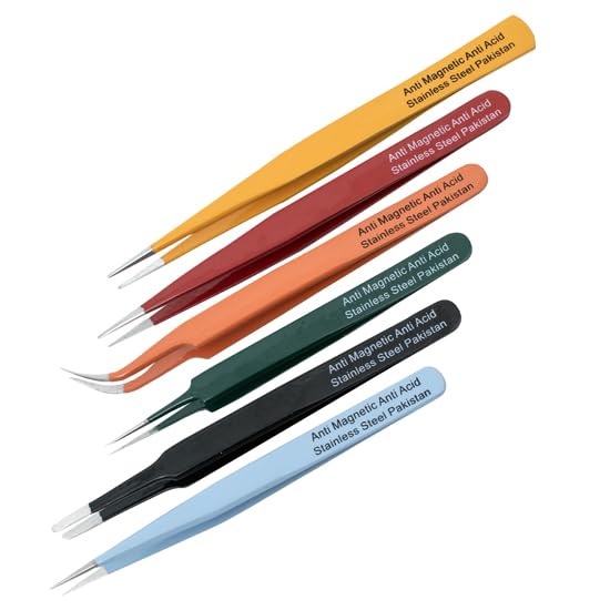 Non-Serrated Color Coded Tweezer Set, 6 Piece Set