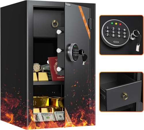 WASJOYE Grande Cassaforte con Cassetto-Cassetta di Sicurezza Domestica con Chiave Digitale della Tastiera, Casseforti da Armadio per l'Ufficio Domestico Hotel Business Document, Money, Passaporto, 66L