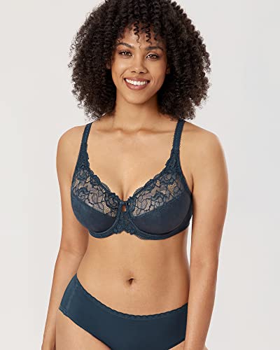 Image of DELIMIRA Women's Plus Size Full Coverage Underwire Unlined Minimizer Lace Bra