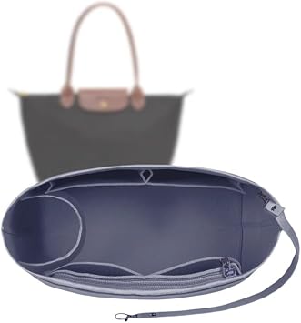 Bag Organiser M for Longchamp Felt Pocket Organiser with Key Chain Grey M