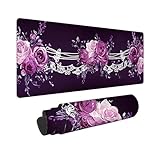 マウスパッド 紫の花 大型 防水 ゲーミング マウスパッド 120 x 40 cm 拡張 キーボードパッド 滑り止めゴム底 滑り止め デスクマット おしゃれ キーボードパッド マウス対応 耐洗い表面 快適操作性 ゲーム 仕事 ホーム用 オフィス 女性へのプレゼント Z-917
