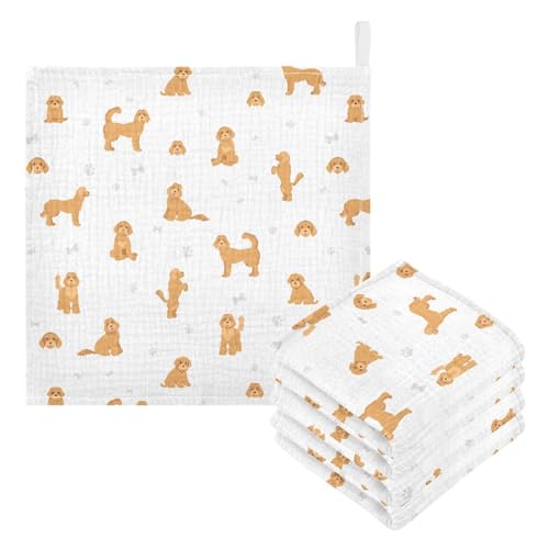Image of vvfelixl Baby Cotton Washcloths Labradoodle Dog Infants Bath Towel for Unisex Puppy Face Towels for Newborn, Natural Baby Wipes Delicate Skin, 11.8 X 11.8 inch, one sizex3