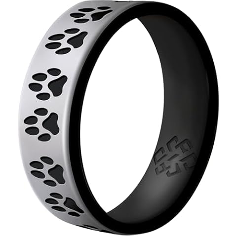 Knot Theory Dog Paws Silicone Ring for Men Women - Silver Size 8 6mm Breathable Comfort Fit Engagement Wedding Band Cover