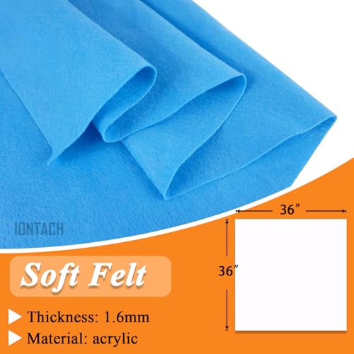 Image of IONTACH 36 inch X 36 inch Soft Felt Fabric 1.6mm Thick (Sky Blue) | Felt Sheets for Crafts, Embroidery, Patchwork, Liner, School Projects, Home Decoration