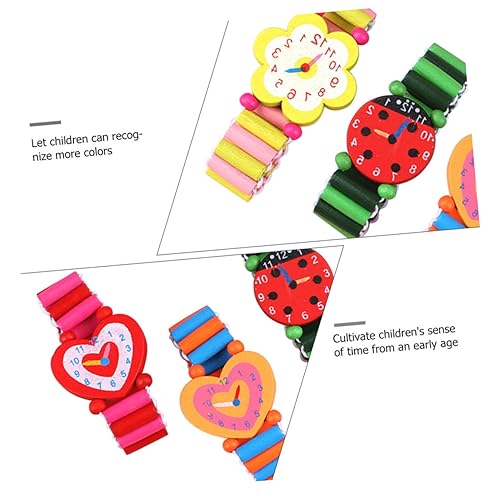 BESPORTBLE 5 Pcs Wooden Cartoon Watch for Educational Cognitive Wristwatch Fun Learning Plaything Random Color3