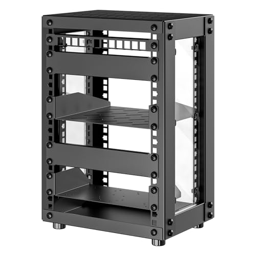 Armario para Servidores de 8U, Mini Rack para Servidores de 10 Pulgadas para Redes, Servidores, Equipos Audiovisuales y Proyectos de Bricolaje, 7,87 Pulgadas de Profundidad, Negro