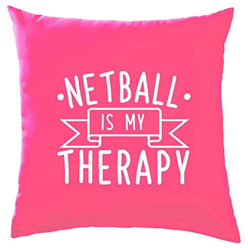 Dressdown Netball Is My Therapy - Cushion/Pillow (with Insert) - 41 x 41cm (16) - Pink - One Size