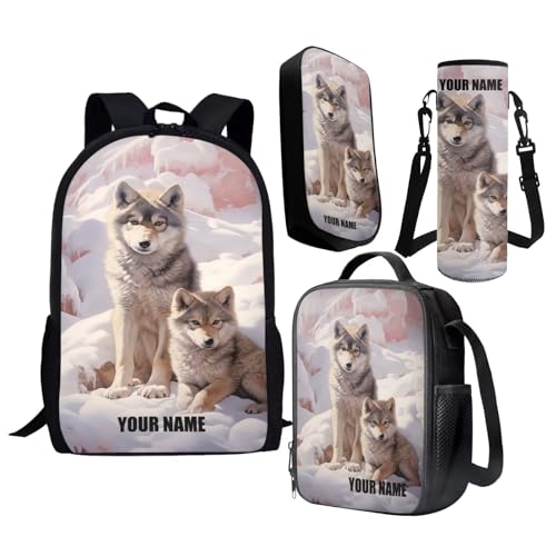 Cute Wolf Cub Backpack Personalized Backpack Little Girls Daypack Custom Bookbag Gifts with Print Name for School Bag Can Be Purchased Separately Laptop Bag Backpacks for Women Men
