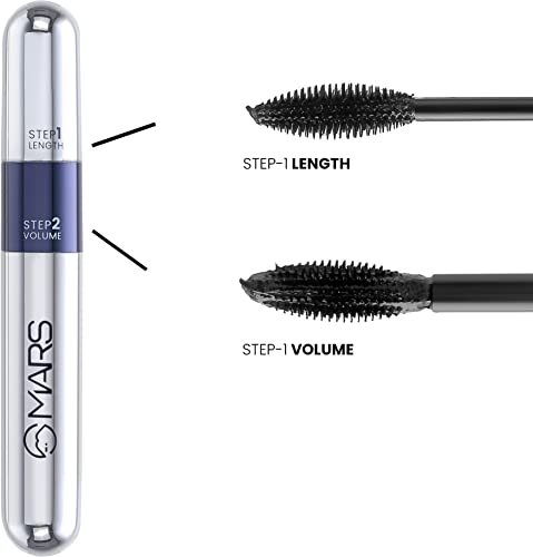 MARS 2 Step Volumizing and Lengthening Long Lasting Double Trouble Mascara 15 ml (Jet Black) - Image 3