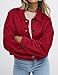 PRETTYGARDEN Women's Faux Suede Cropped Jacket Casual Lightweight Fall Fashion 2026 Winter Coats Outerwear Trendy Clothes (Red,Medium)