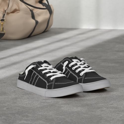 Image of Obtaom Women Canvas Mules Memory Foam Clipper Fashion Sneakers Comfortable Slip-On Mule Backless Holiday Shoes