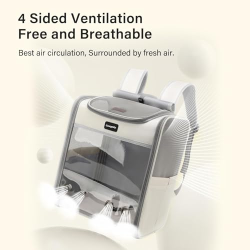 Image of Cat Backpack Carrier, Breathable Cat Carrier Large Space Bubble Pet Backpack For Kitty Small Dog Up To 15Lbs, Transparent & Foldable Pet Carrier For Travel Hiking (Light Gray)