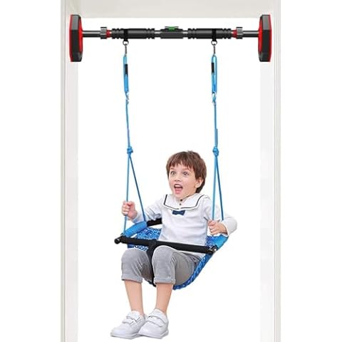 ROPECUBE Baby Swing, Toddler Swing + Pull Up Bar for Doorway (Adjustable Width Workout Bars), Indoor Swing Set, Swing Seat for Kids with Adjustable Ropes, for Outdoor Indoor, Backyard Cover