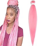 BALINGHAIR Pre Stretched Braiding Hair Light Pink Braiding Hair Yaki Texture Hot Water Setting Professional Braids Hair 26 Inch(Light Pink-1Pcs)