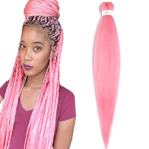 BALINGHAIR Pre Stretched Braiding Hair Light Pink...