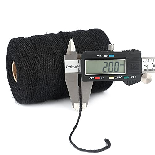 Image of KINGLAKE Natural Jute Twine - 656 Feet, Arts & Crafts, Christmas, Durable Packing String, Black