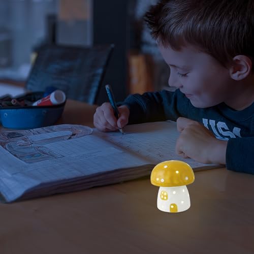 Lámpara de mesa de noche de cerámica amarilla pequeña miniatura 7