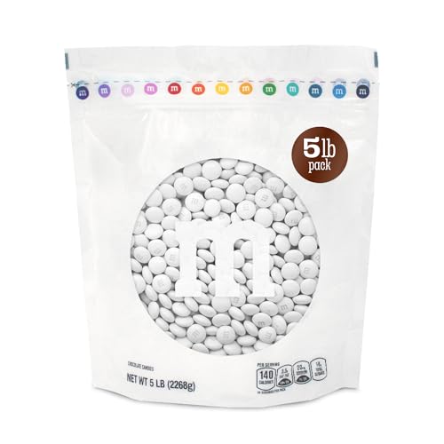 M&M’S WORLD White Milk Chocolate Candy, 5 lbs Resealable Pack, Bulk Candy for Party Favors, Weddings, Birthdays, Easter & Graduations