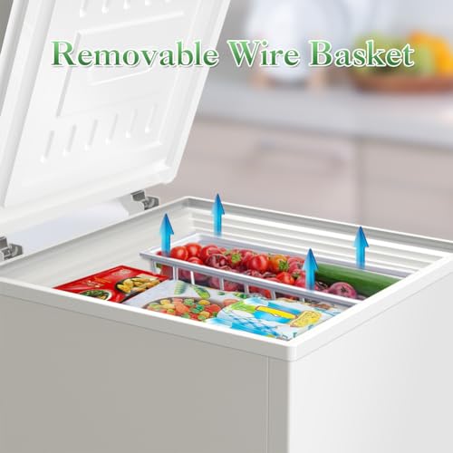 Image of Chest Freezer 4.2 Cubic Feet Deep Freezer with Removable Storage Basket 7 Adjustable Temperature Energy Saving, Super Quiet for Garage, Office, Kitchen, or Apartment