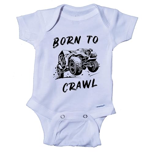 Ink Trendz Born to Crawl 4x4 Offroading Mudding Activity Infant Creeper Onesie (Black, 6-9 Months)