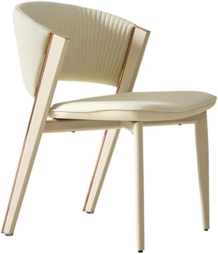 Sillas de comedor, Sillas de comedor de cuero con patas de metal y respaldo curvado para cocina, Sillas para comedor (beige)