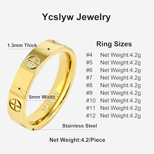 Ladies Stainless Steel Ring Love Friendship Ring Golden high polishing, low allergy Wedding Jewelry Valentine's Day Birthday Gift, 5-102