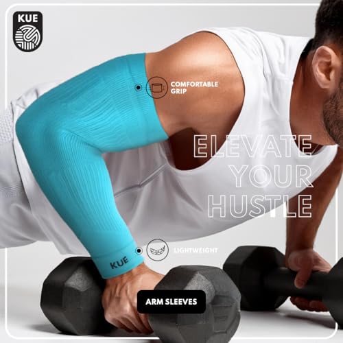 Image of KUE Compression Arm Sleeves for Men Women | Improves Blood Circulation Joint Pain Relief | UV Sun Protection Cooling Sports for Running, Cricket, Gym, Cycling, Biking