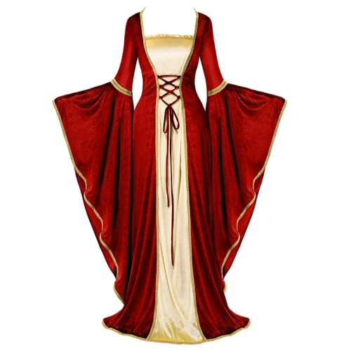 Spooktacular Creations Vestido renacentista de mujer en terciopelo, traje medieval de mujer, vestido...