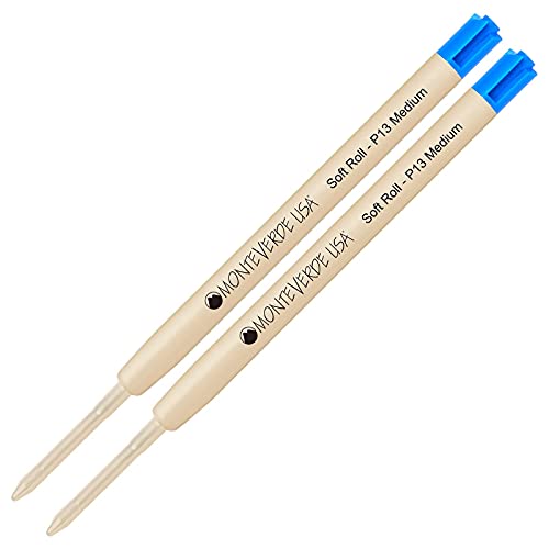 Lanier Combo Pack - 2 Pack - Monteverde SoftRoll Ballpoint P13 Paste Ink Refill Compatible with Most Parker Style Ballpoint Pens - Blue (Medium Tip 0.7mm)