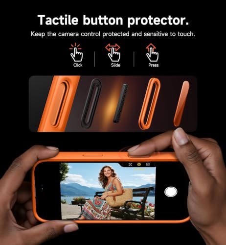 Image of SURITCH for iPhone 17 Pro Case with Camera Control Cover, Camera Cover and Adjustable Kickstand, Compatible with MagSafe, Shockproof Bumper Protective Cases 6.3 Inch, Orange