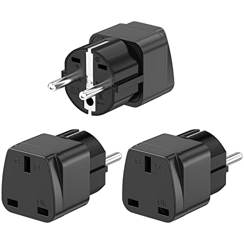 Steckdosenadapter UK zu Deutschland ,KEAGAR England Reiseadapter,Europa Universal Reisestecker ,Type E/F steck und Type G Steckdose ,3 Stück schwarz Cover