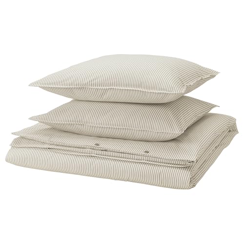 Housse de couette 200x200 rayé blanc beige SOLFIBBLA - 2