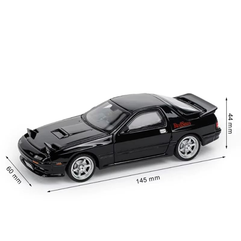 Image of 1:32 Mazda RX-7 Diecast Metal Car Model, Pull Back Toy Car with Openable Doors, Sound & Light Effects, Alloy Vehicle for Kids Boys Girls & Collectors (Black)