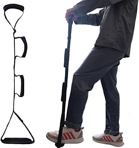 Fanwer 35-44 Inch Long Leg Lifter Strap – Multi-Loop Adjustable, Padded Handgrips & Soft Foot Pad, Hip & Knee Replacement Surgery, Rigid Foot Loop & Hand Grip, Mobility Aids for Wheelchair, Car, Bed