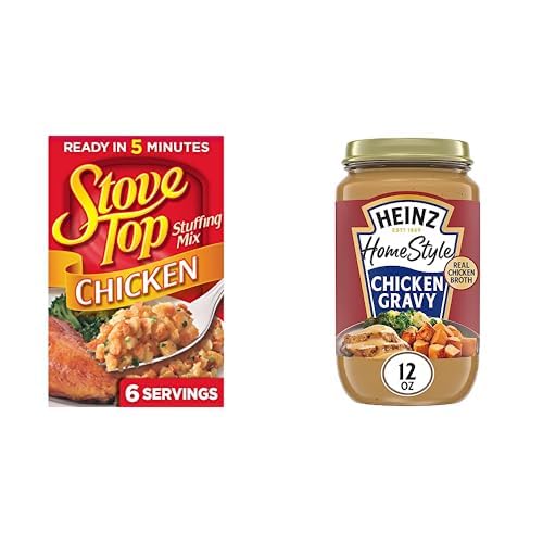 Stove Top Chicken Stuffing Mix (6 oz Box) + Heinz Homestyle Chicken Gravy (12 oz Jar) Holiday Bundle