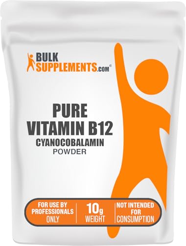 BulkSupplements.com Pure Cyanocobalamin (Vitamin B12) Powder - B 12 Vitamin - B12 Vitamins - Vegan Vitamin - B12 Cyanocobalamin - B12 Supplement - Energy Vitamins (10 Grams - 0.35 oz)
