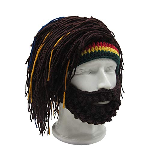 Mujer Gorro Peluca Barba Hombre Divertido Gorro con Pelo para esquí Correr Carnaval Halloween Cosplay Party