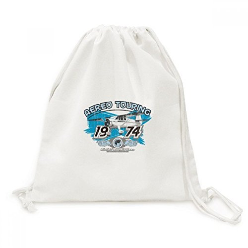 Sac à dos à cordons en toile pour voyage et touring motif avion retro