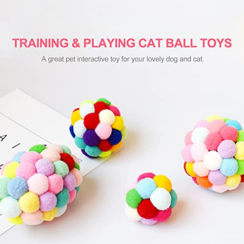 mewmewcat Brinquedos de bola de gato Brinquedos de pelúcia com sino colorido bonito brinquedo de bol